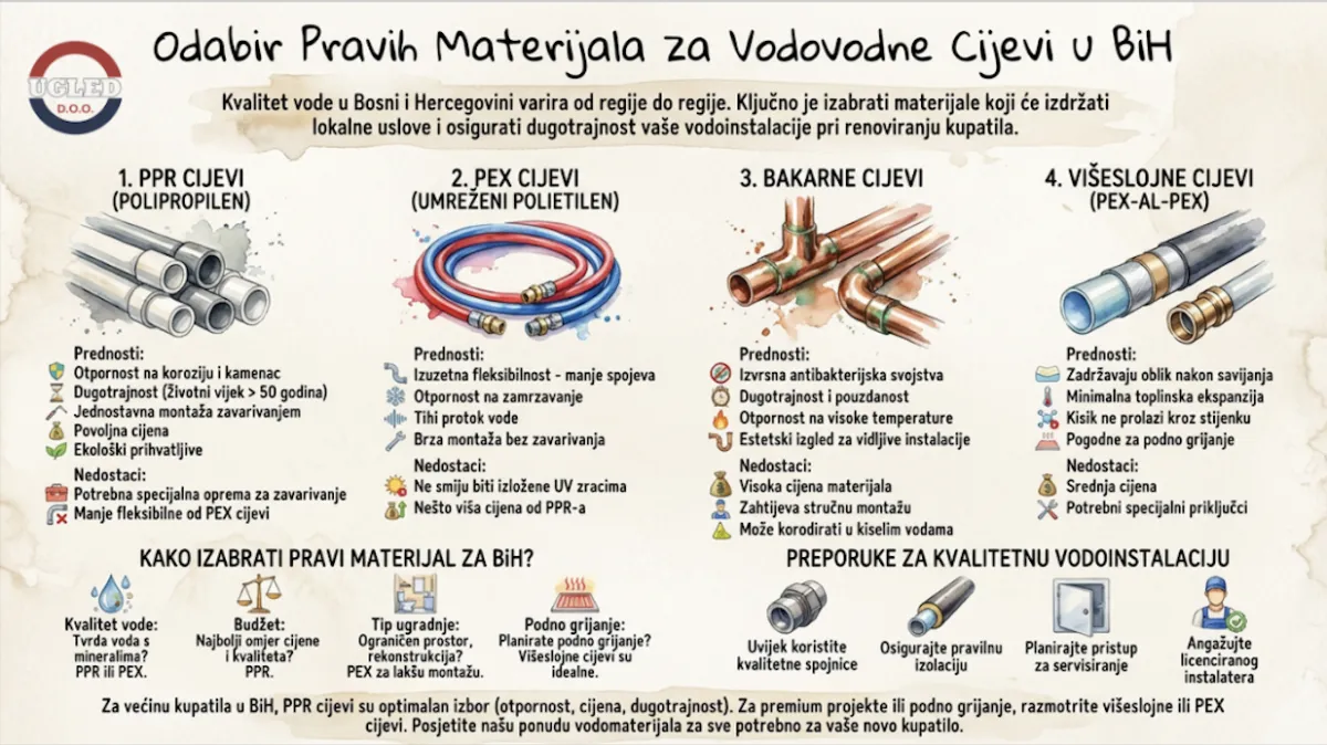 Koji su najbolji materijali za vodovodne cijevi za novi projekat kupatila u bih?