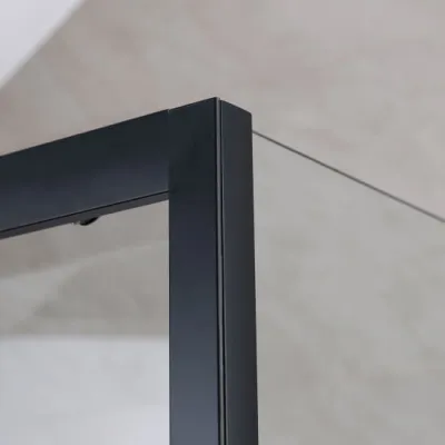 Fiksna strana za tuš kabinu (prozirno staklo, crni mat profili) ROCCO