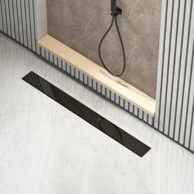 Tuš kanalica ROCCO BLACK GLASS 7 cm